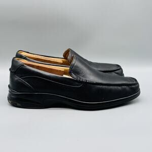 Sperry Shoes Mens 8 Black Leather Top Sider Loafers Slip On Gold Cup ASV Casual